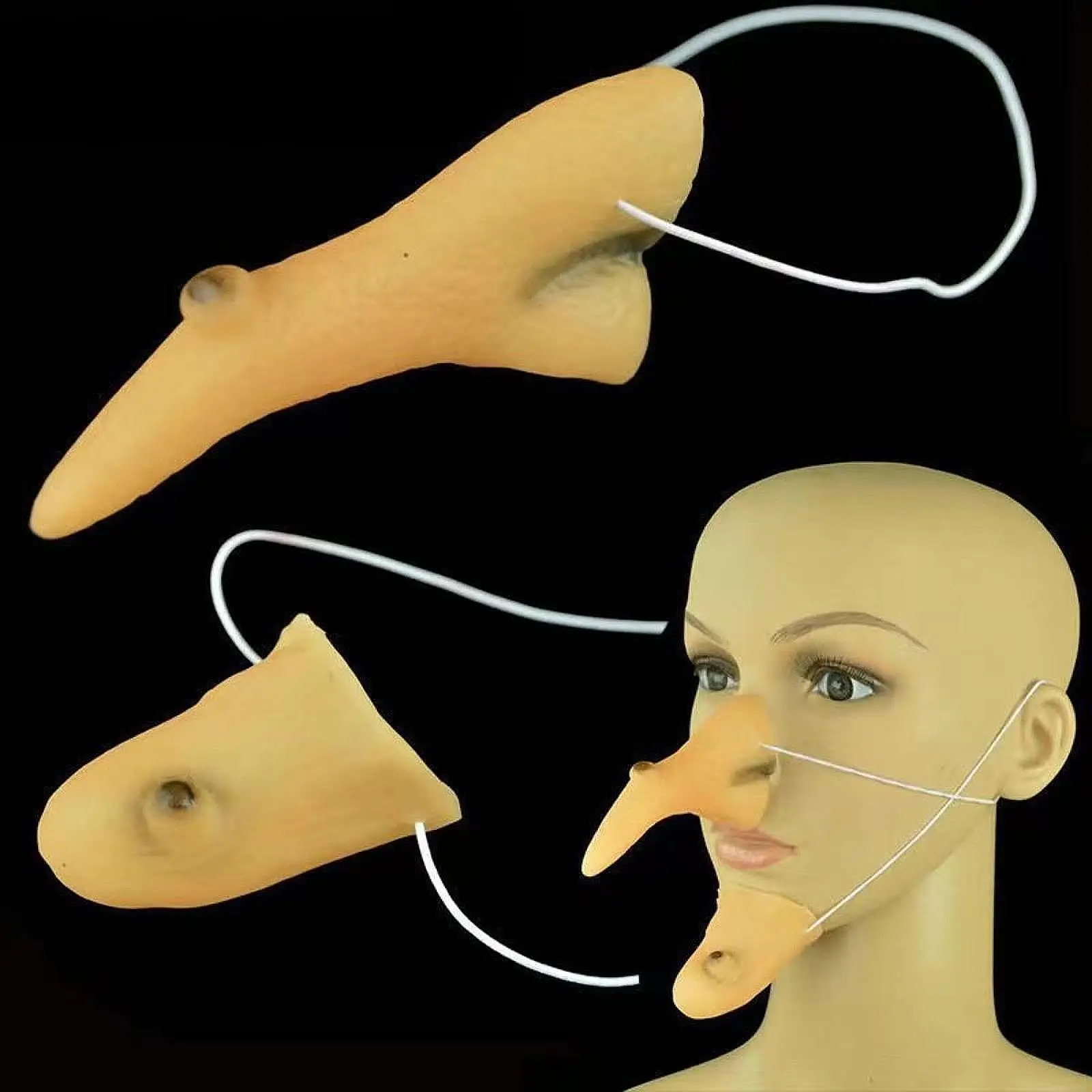 Witch Fake Nose and Chin Cosplay Long Prosthetic Nose Halloween Costume Accessories for Halloween Adults Stage Show Masquerade